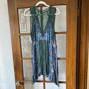 Green and Blue Lace Dress